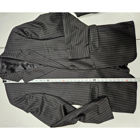 Donald Trump Suit 41 Blazer 34x35 Pants Black Gray Pinstripe 2 Button WOOL - Picture 4 of 11